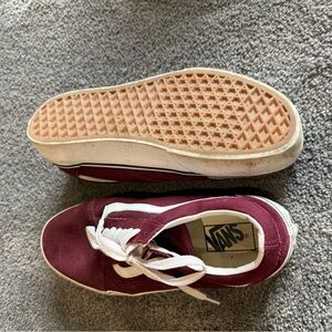 Vans Maroon and White Casual Sneakers